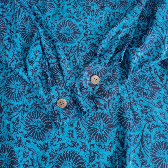 Vintage Christian Dior 100% Silk Blouse/Silk Shirt Top Azure Blue Black 6 - Picture 15 of 16